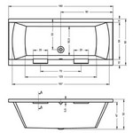 RIHO MODENA TOP5- Ванна акриловая прямоугольная с гидро аэромассажем, 180x80 см
