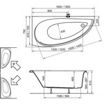 RAVAK AVOCADO 160x75L - Угловая акриловая ванна, левая