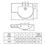 RAK CERAMICS RESERVA WING- Умывальник с полочкой, 75 см